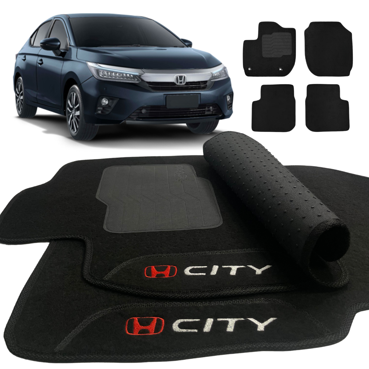 TAPETE CARPETE NEW CITY SEDAN 2022 A 2024 PRETO 4 PEÇAS