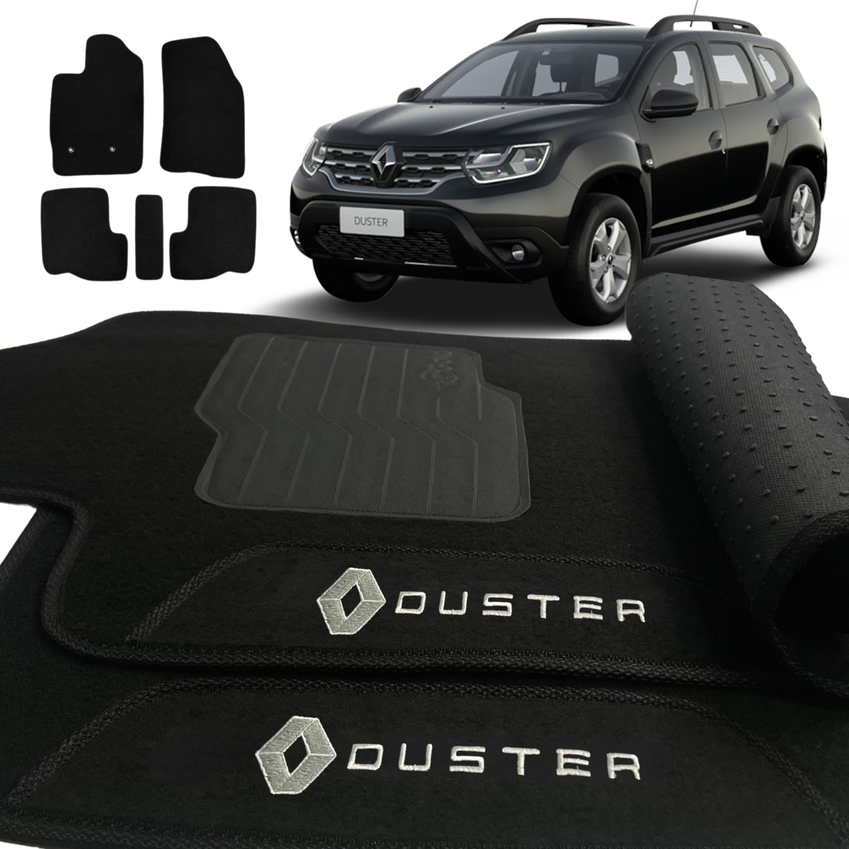 TAPETE CARPETE RENAULT DUSTER 2020 A 2024 PRETO 5 PEÇAS