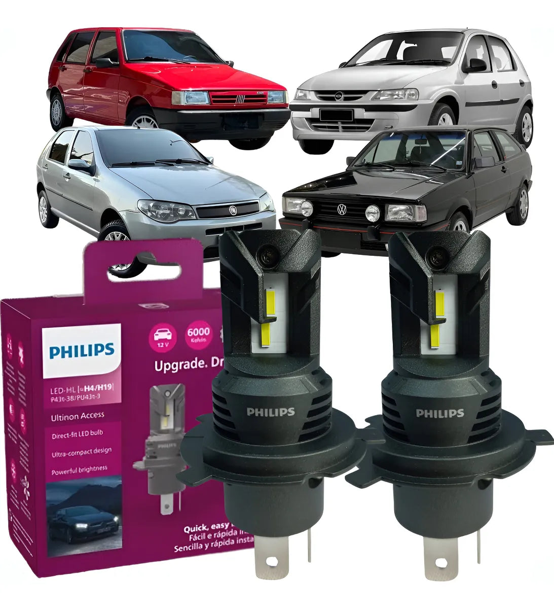 Kit Lâmpada Farol Led Philip