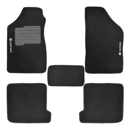 TAPETE CARPETE SANTANA 1996 A 2006 PRETO BORDADO 5 PEÇAS