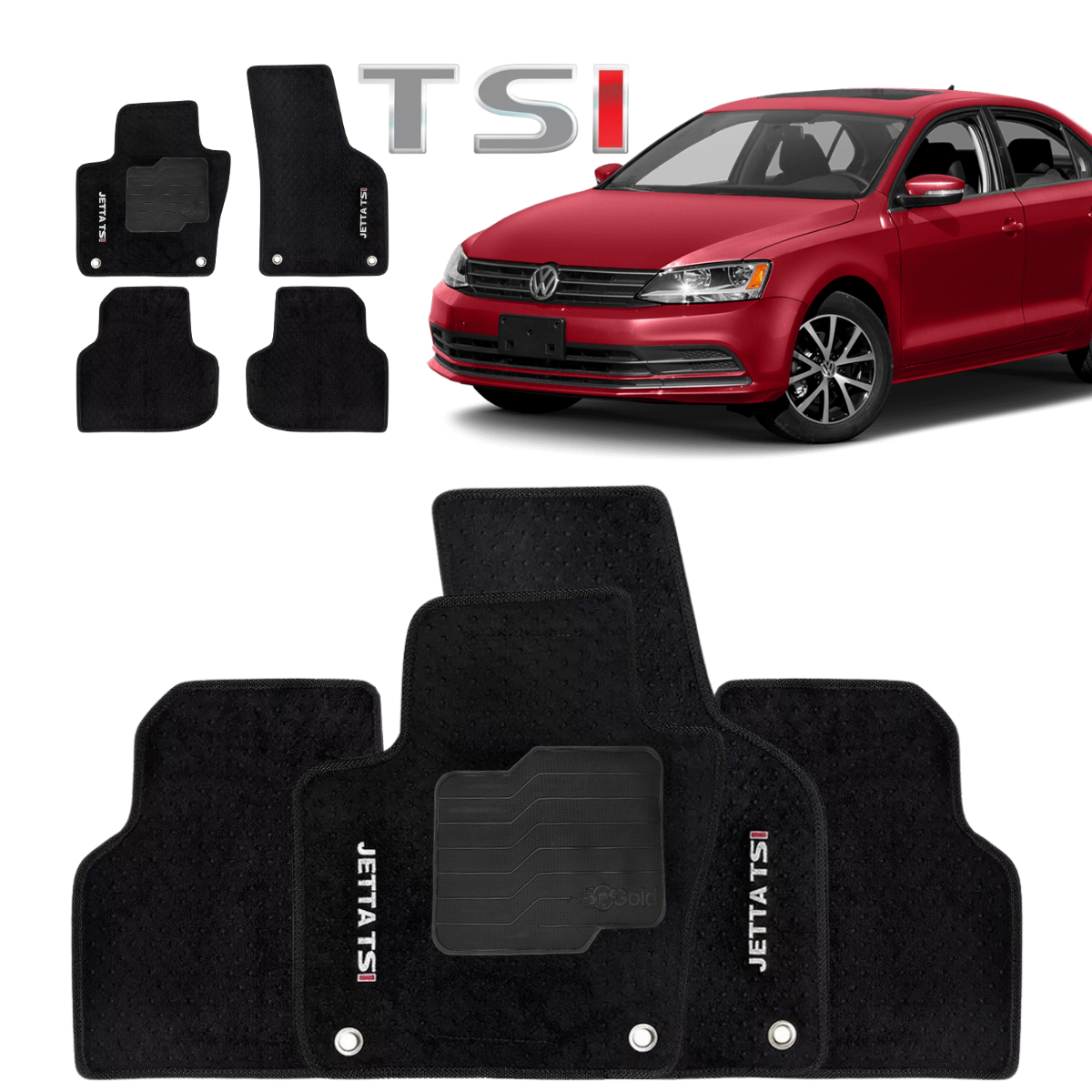 TAPETE CARPETE JETTA TSI 2011 A 2017 PRETO BORDADO