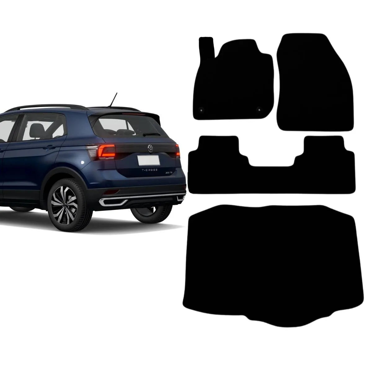 KIT TAPETES CARPETE PORTA MALAS + INTERNOS T-CROSS 2018 A 2025