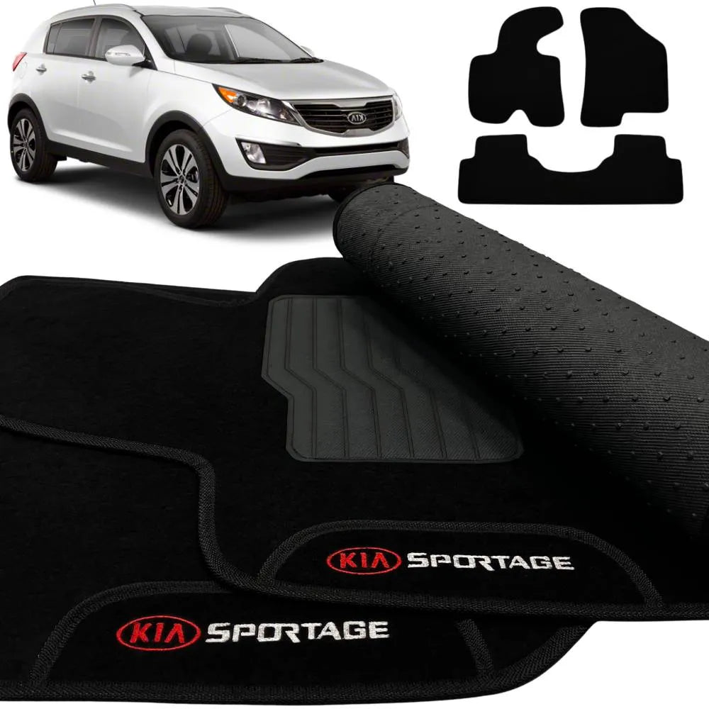 TAPETE CARPETE SPORTAGE 2011 A 2015 BORDADO 3 PEÇAS
