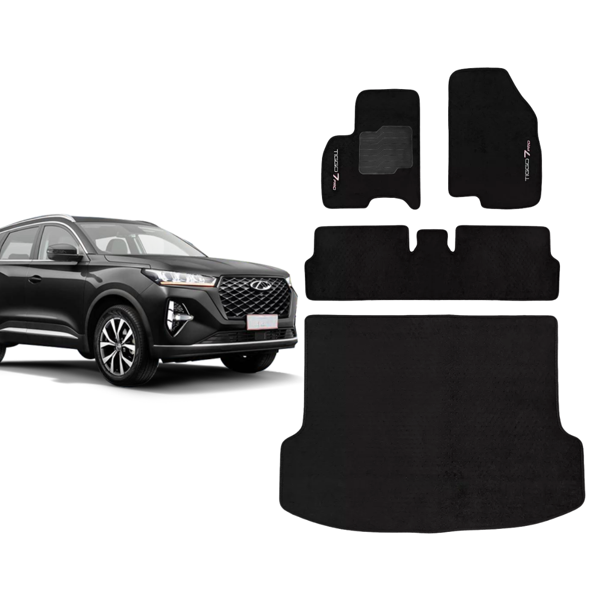 KIT TAPETES CARPETE PORTA MALAS + INTERNOS TIGGO 7 PRO 2022 A 2025