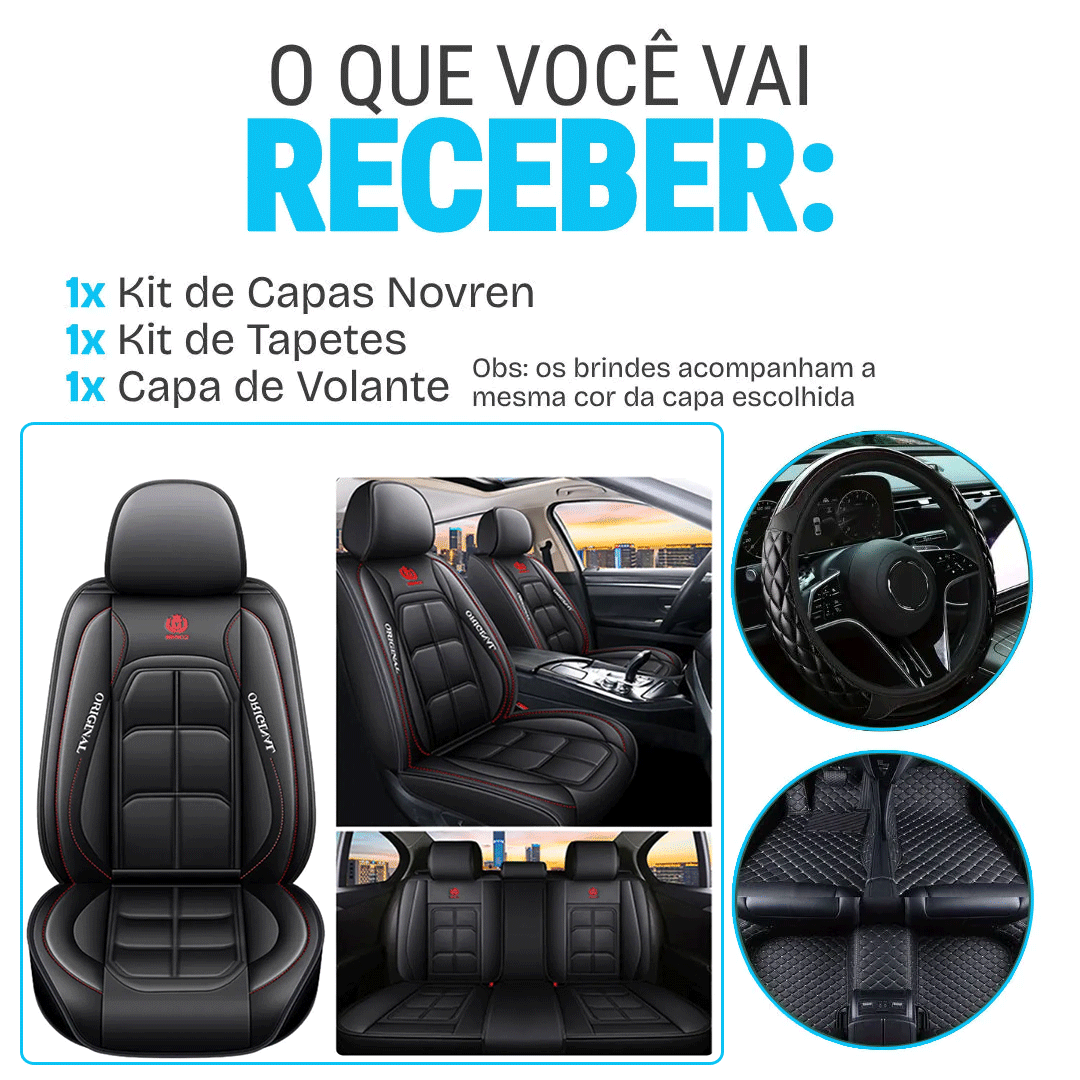 Kit Novren™ — Capas de Couro Premium + Tapetes e Capa de Volante GRÁTIS