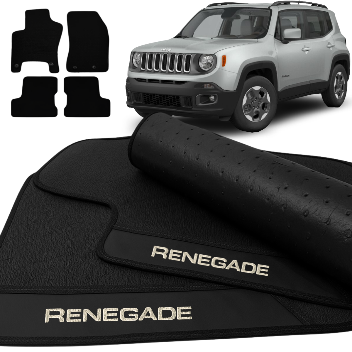 TAPETE BORRACHA PREMIUM RENEGADE 2015 A 2024 4 PEÇAS