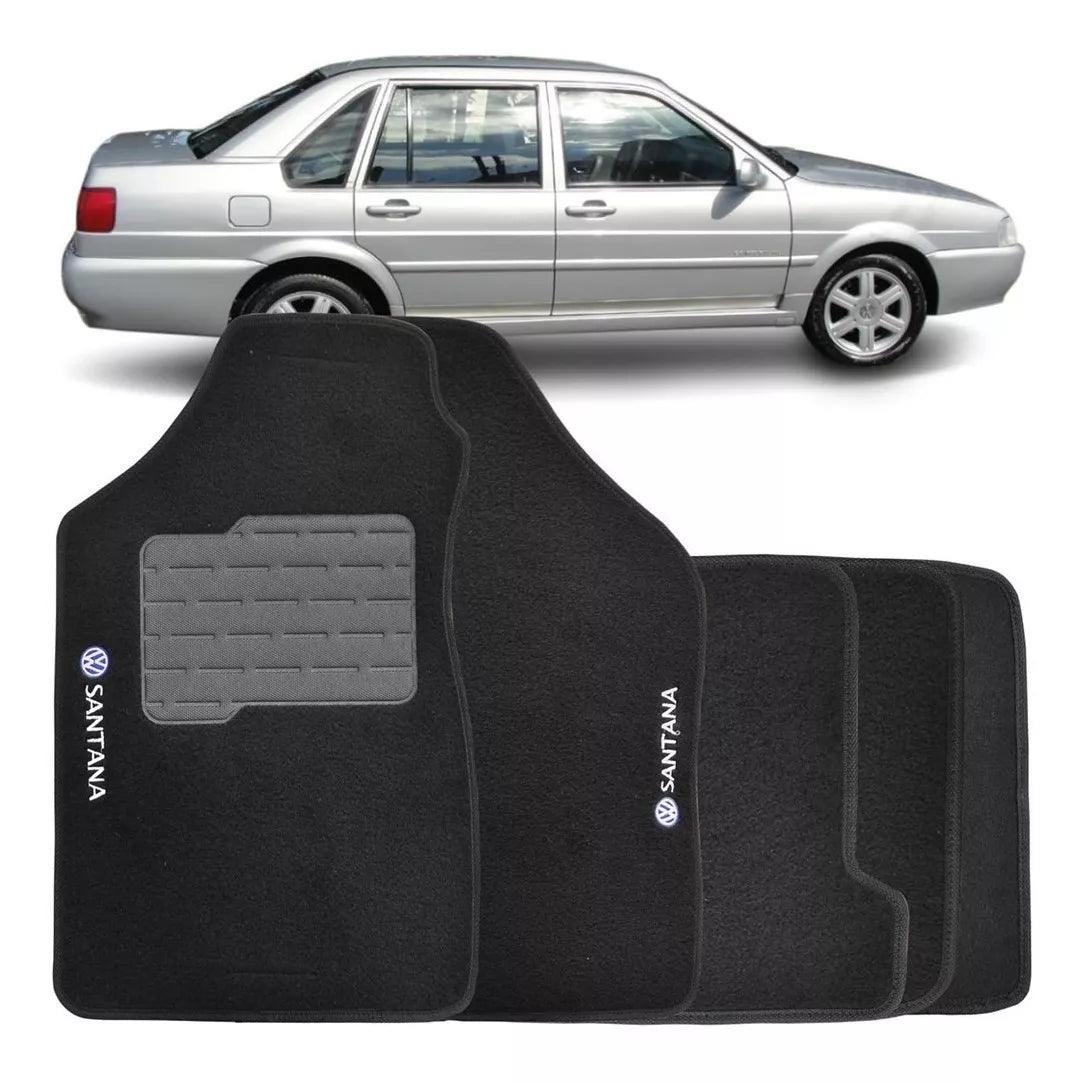 TAPETE CARPETE SANTANA 1996 A 2006 PRETO BORDADO 5 PEÇAS