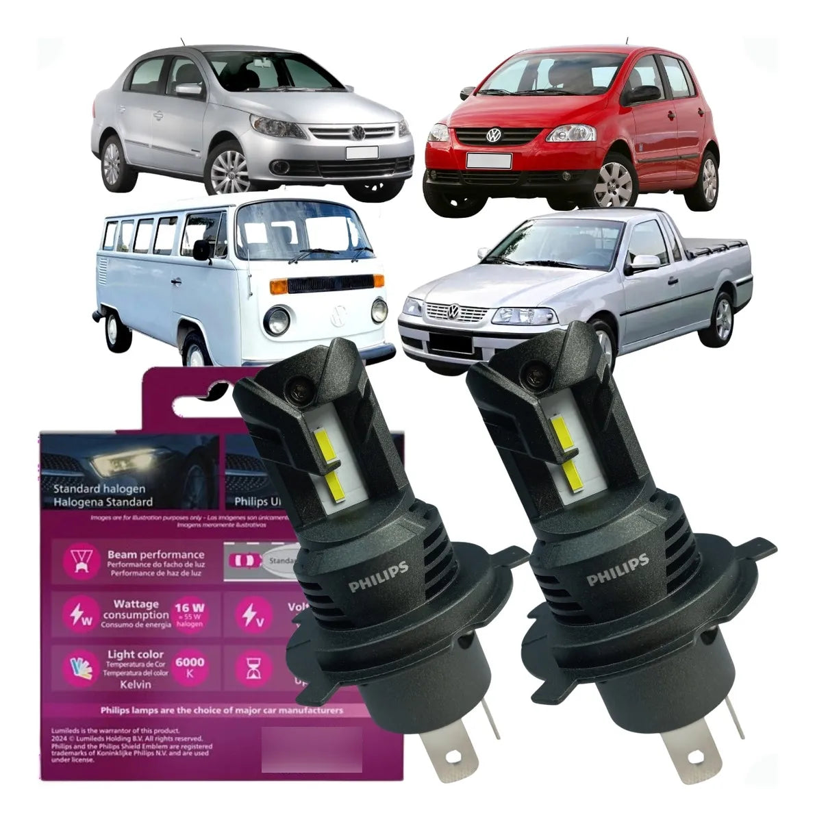 Kit Lâmpada Farol Led Philip