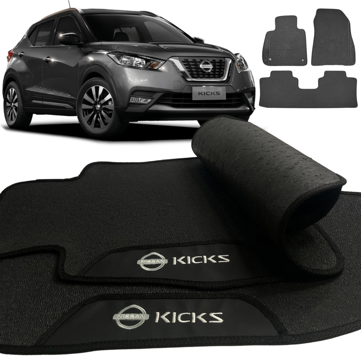 TAPETE BORRACHA PREMIUM KICKS 2016 A 2025 BORDADO 3 PEÇAS