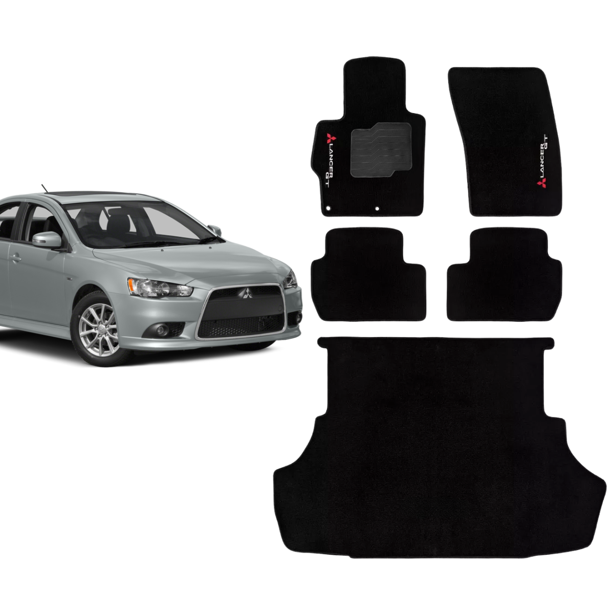 KIT TAPETES CARPETE PORTA MALAS + INTERNOS LANCER GT 2007 A 2019