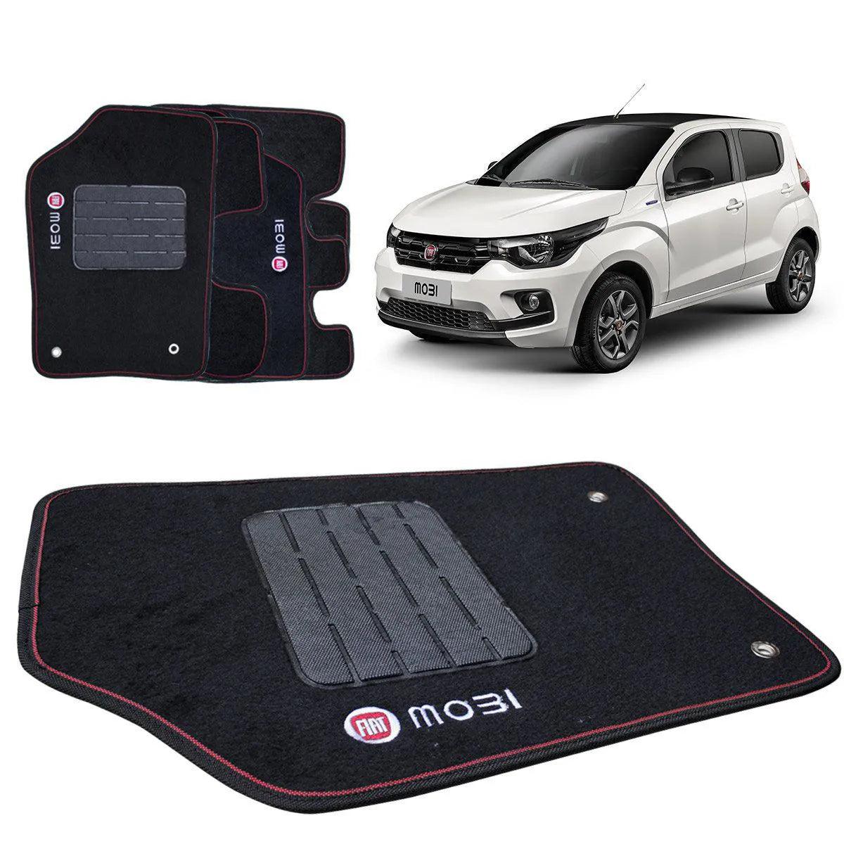 TAPETE CARPETE MOBI 2016 A 2019 PRETO BORDADO 5 PEÇAS