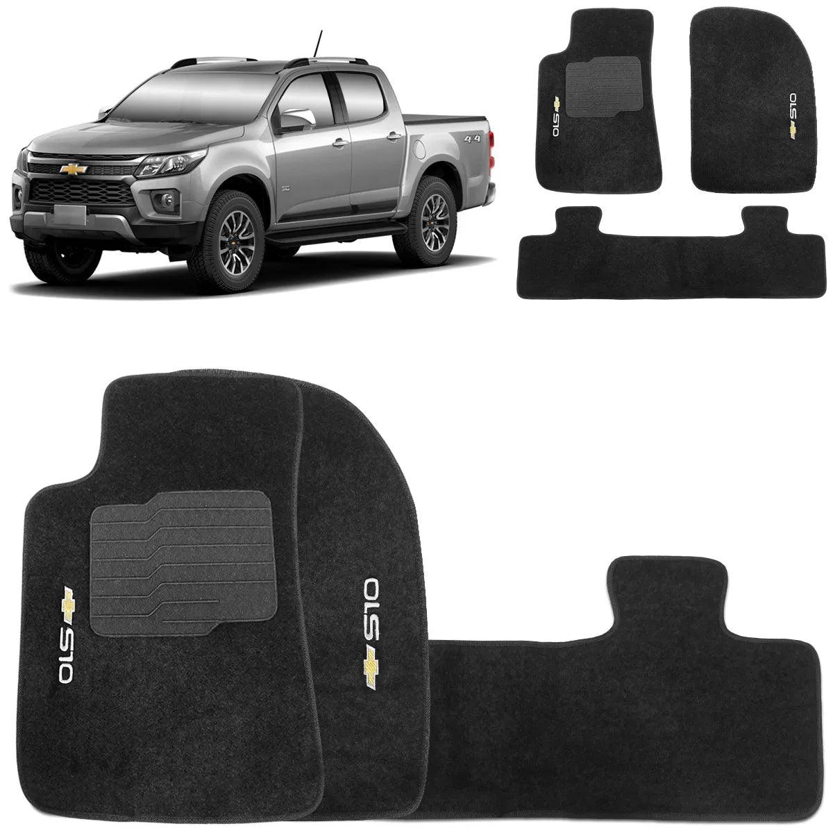 TAPETE CARPETE S10 2012 A 2023 PRETO 3 PEÇAS